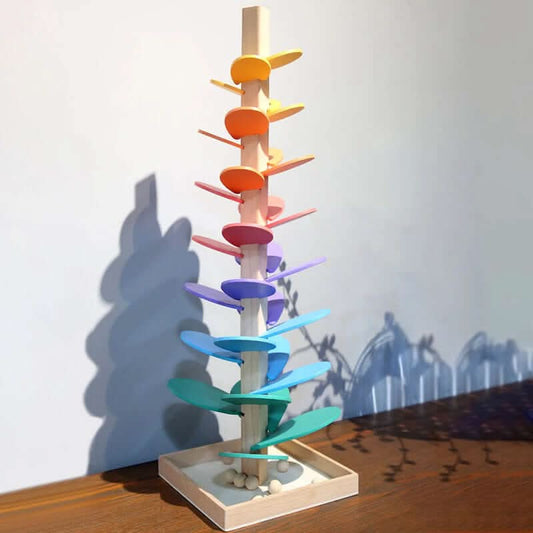 Torre de mármol de madera - Juguete sensorial interactivo para el desarrollo infantil