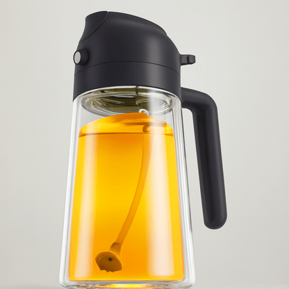 OIL ENJOYMENT – Dark green glass oil sprayer for precise healthy cooking
