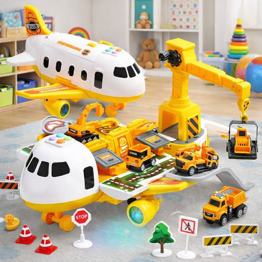 RUNWAYHERO – Set de aventura de vuelo con avión y vehículos de servicio