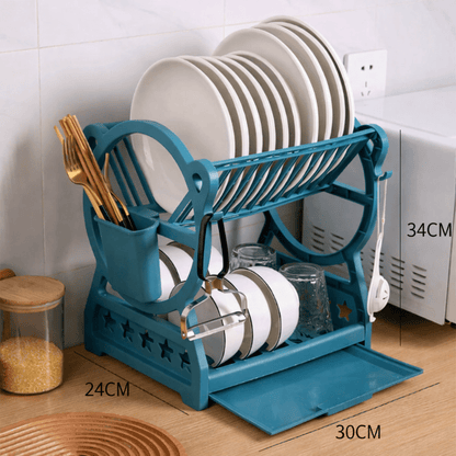 DRAINPRO – Robust 2-Tier Dish Drainer with Drip Tray and Cutlery Holder