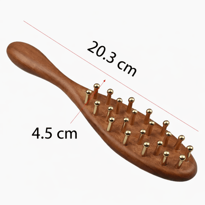 CALMROOT – Peine de masaje de madera de rosa para la estimulación del cuero cabelludo y la relajación