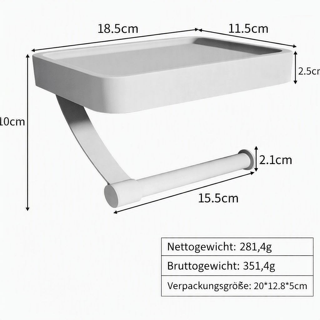 PREPSHELF – Porte-papier toilette sans perçage avec étagère pratique