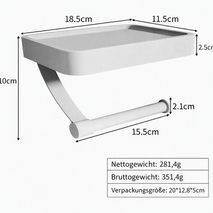 PREPSHELF – Porte-papier toilette sans perçage avec étagère pratique