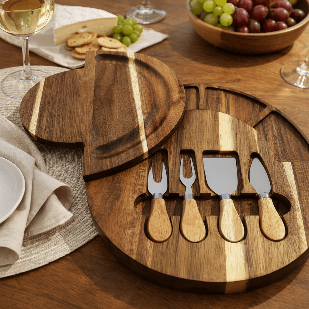 TABLEVA – Premium charcuterie board set made of acacia wood for serving and entertaining