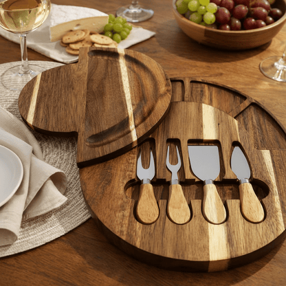 TABLEVA – Premium charcuterie board set made of acacia wood for serving and entertaining
