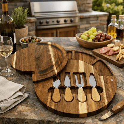 TABLEVA – Premium charcuterie board set made of acacia wood for serving and entertaining