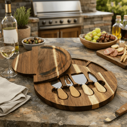 TABLEVA – Premium charcuterie board set made of acacia wood for serving and entertaining