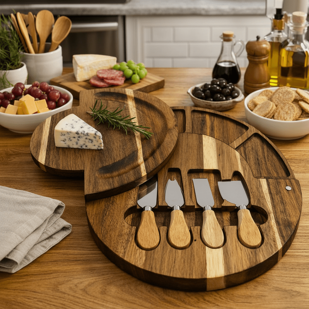 TABLEVA – Premium charcuterie board set made of acacia wood for serving and entertaining