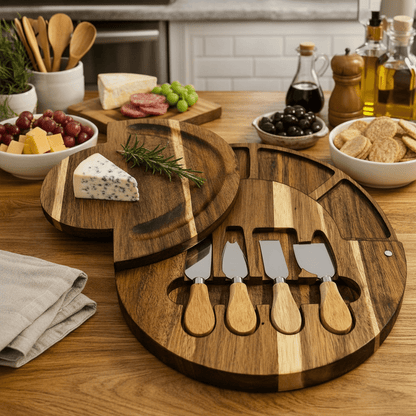 TABLEVA – Premium charcuterie board set made of acacia wood for serving and entertaining