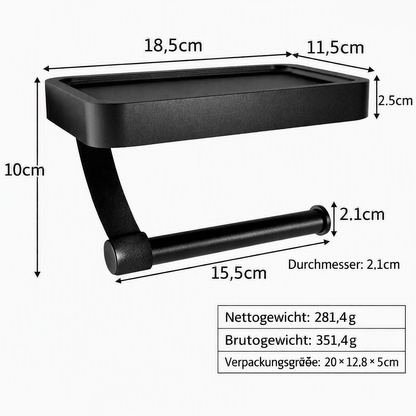 PREPSHELF - No-drill toilet paper holder with practical shelf