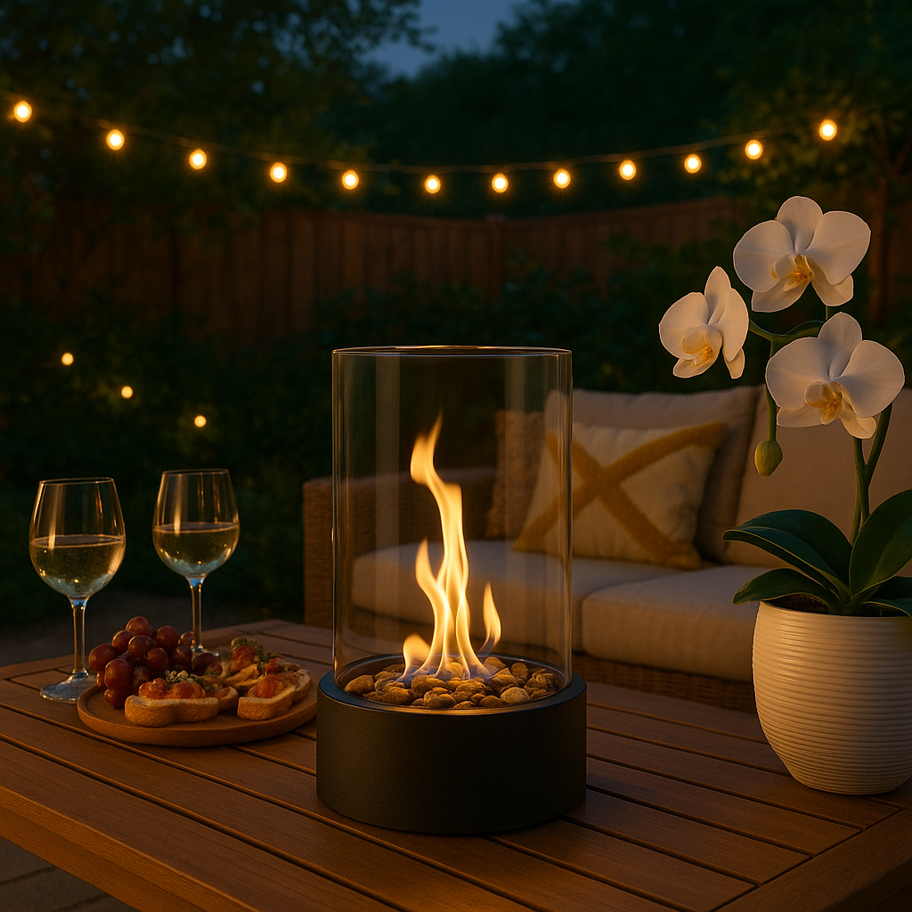 CosyFlame – Chimenea de mesa moderna con llamas reales y combustión sin humo con bioetanol