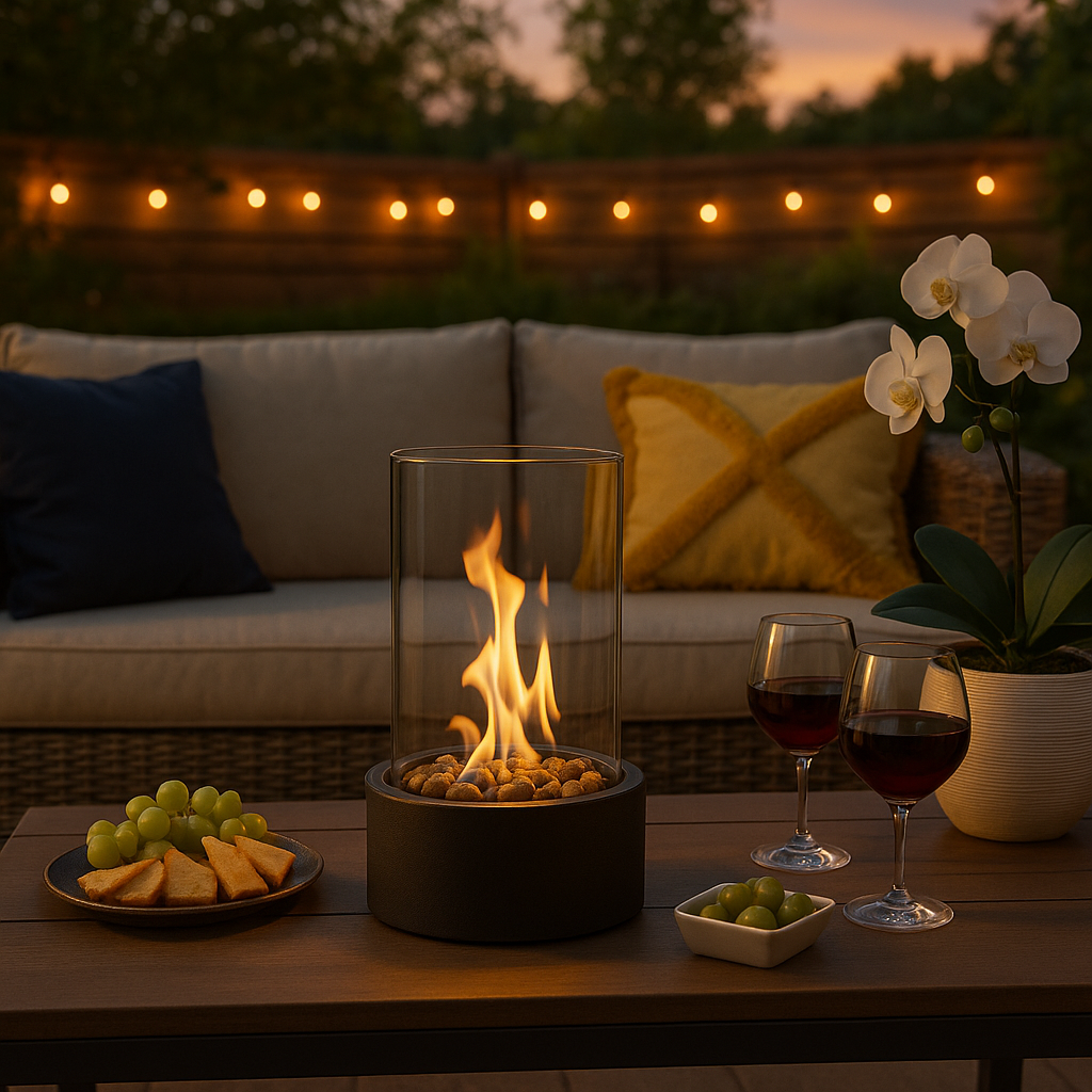 CosyFlame – Chimenea de mesa moderna con llamas reales y combustión sin humo con bioetanol