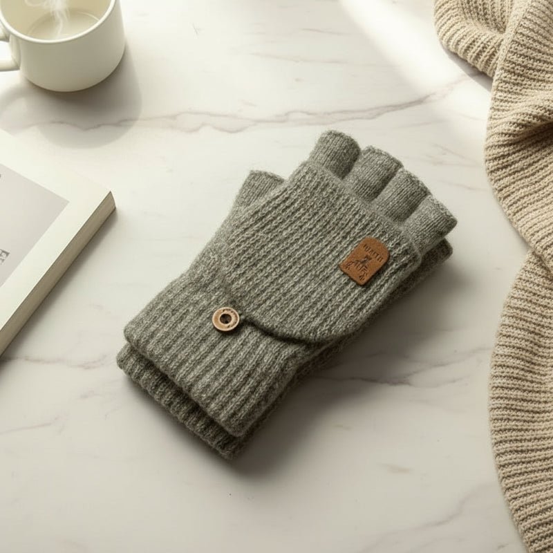 WARMTOUCH – Guantes de invierno de medio dedo con función de pantalla táctil y diseño de punto suave