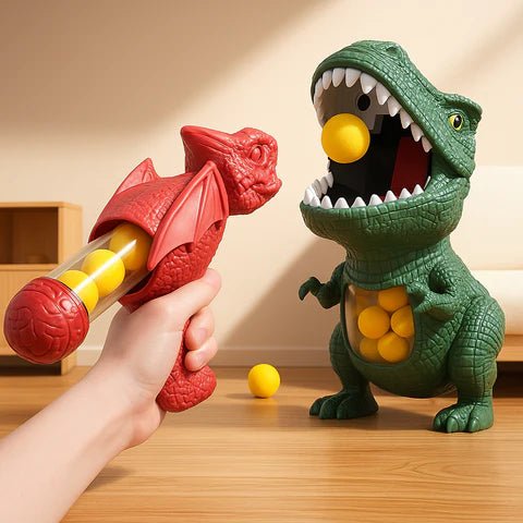 DINO SHOOTER – Dinosaurier-Schießspiel für Kinder mit weichen Schaumstoffbällen und Zielscheibe 0