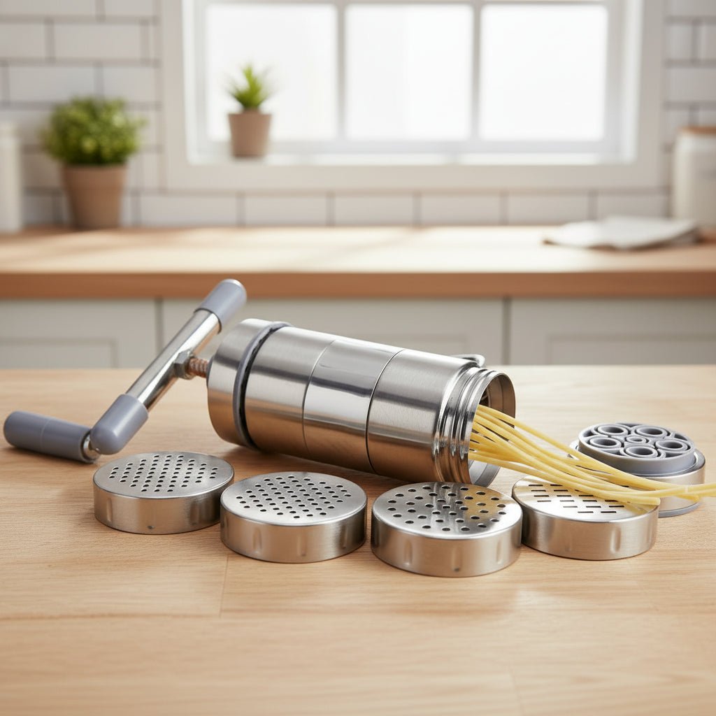 DOUGHEX – Manuelle Nudelmaschine aus Edelstahl mit 5 austauschbaren Formköpfen 0