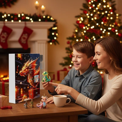 DRAGONTIME – 24-teiliger 2D-Weihnachts-Drachen-Adventskalender mit Acryl-Ornamenten 4