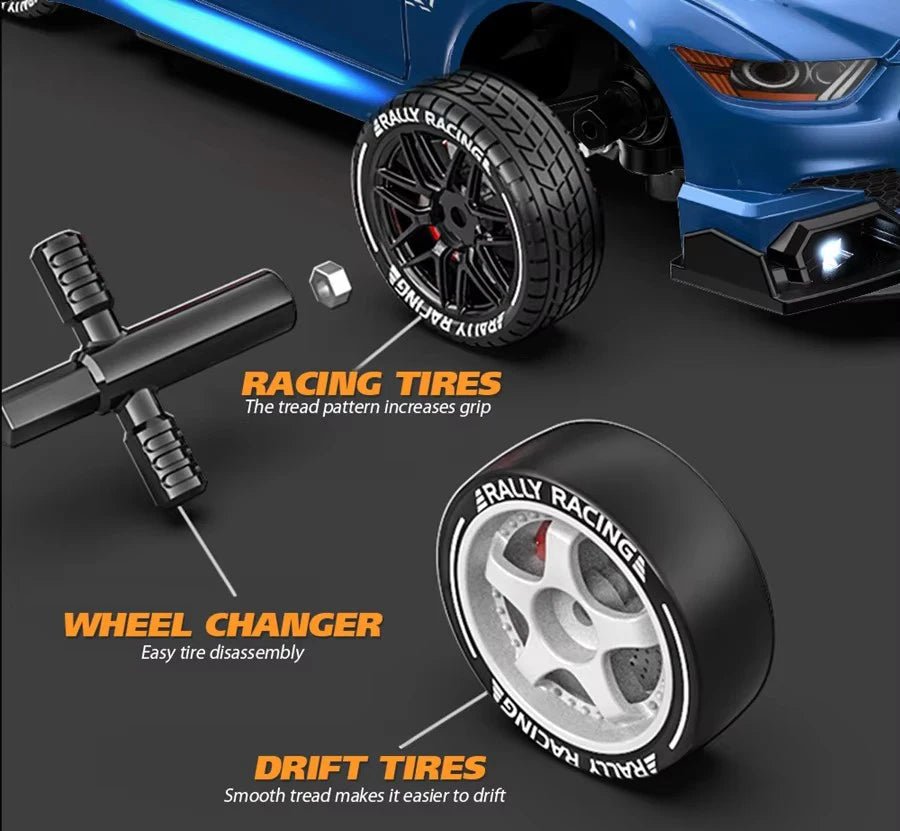 DRIFTMAX – 4WD 1:24 RC Drift-Auto mit austauschbaren Reifen für realistische Rennen 6