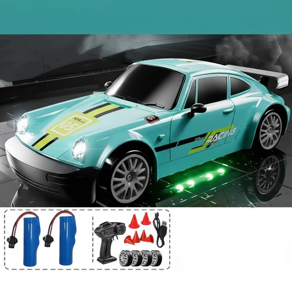 DRIFTRAX – 1:24 Hochgeschwindigkeits-4WD-RC-Driftwagen mit LED-Beleuchtung und Doppelreifen 15