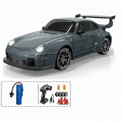 DRIFTRAX – 1:24 Hochgeschwindigkeits-4WD-RC-Driftwagen mit LED-Beleuchtung und Doppelreifen 17