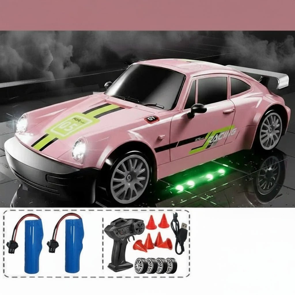 DRIFTRAX – 1:24 Hochgeschwindigkeits-4WD-RC-Driftwagen mit LED-Beleuchtung und Doppelreifen 9