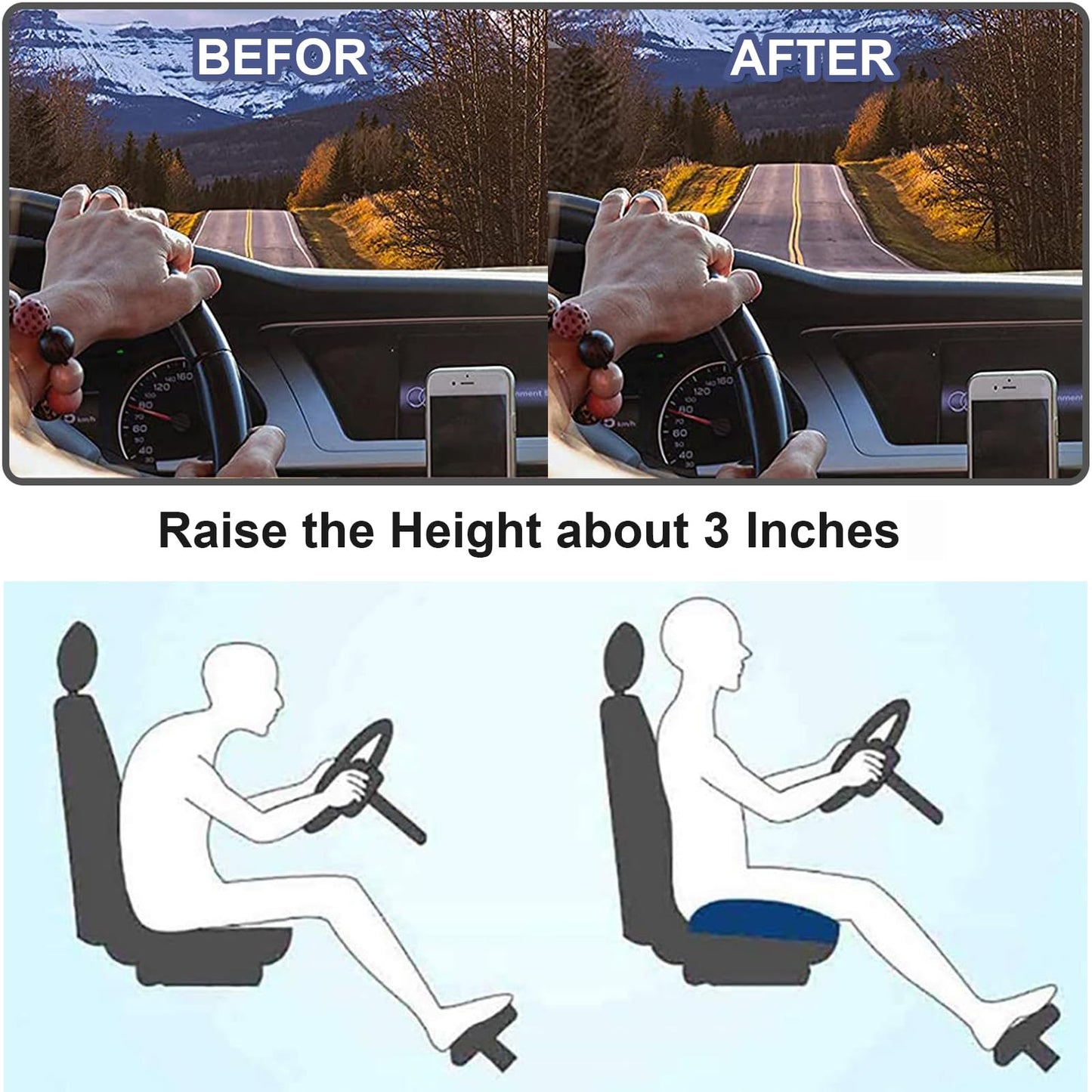 VIEWBOOST – Ergonomisches Autositzkissen für bessere Sicht und Komfort