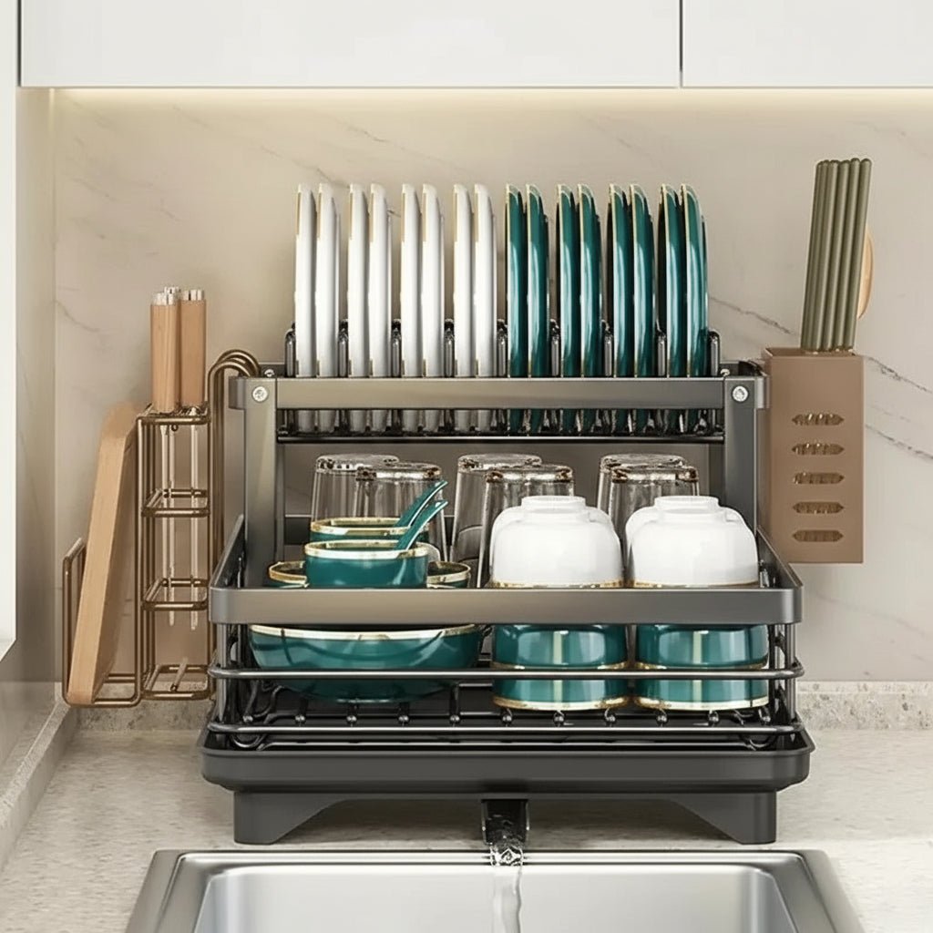 DRYFLEX – Verstellbarer Geschirrtrockner aus Edelstahl, kompakt und faltbar für kleine Küchen 7