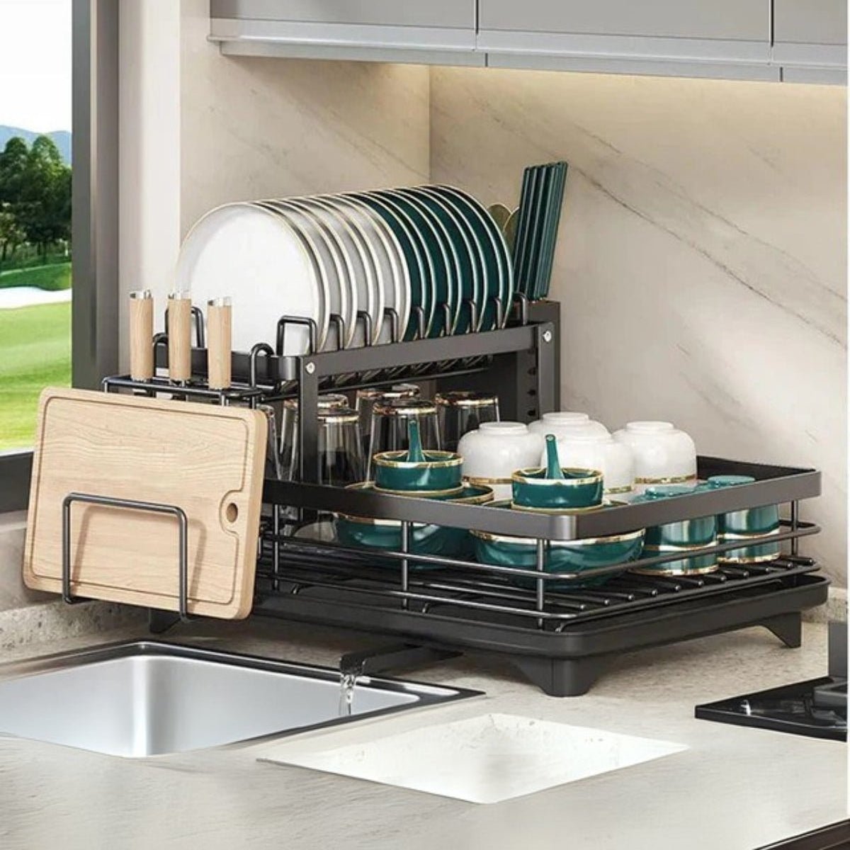 DRYNEAT – Eleganter Geschirrtrockenständer – Platzsparender Küchenorganizer aus Edelstahl 1