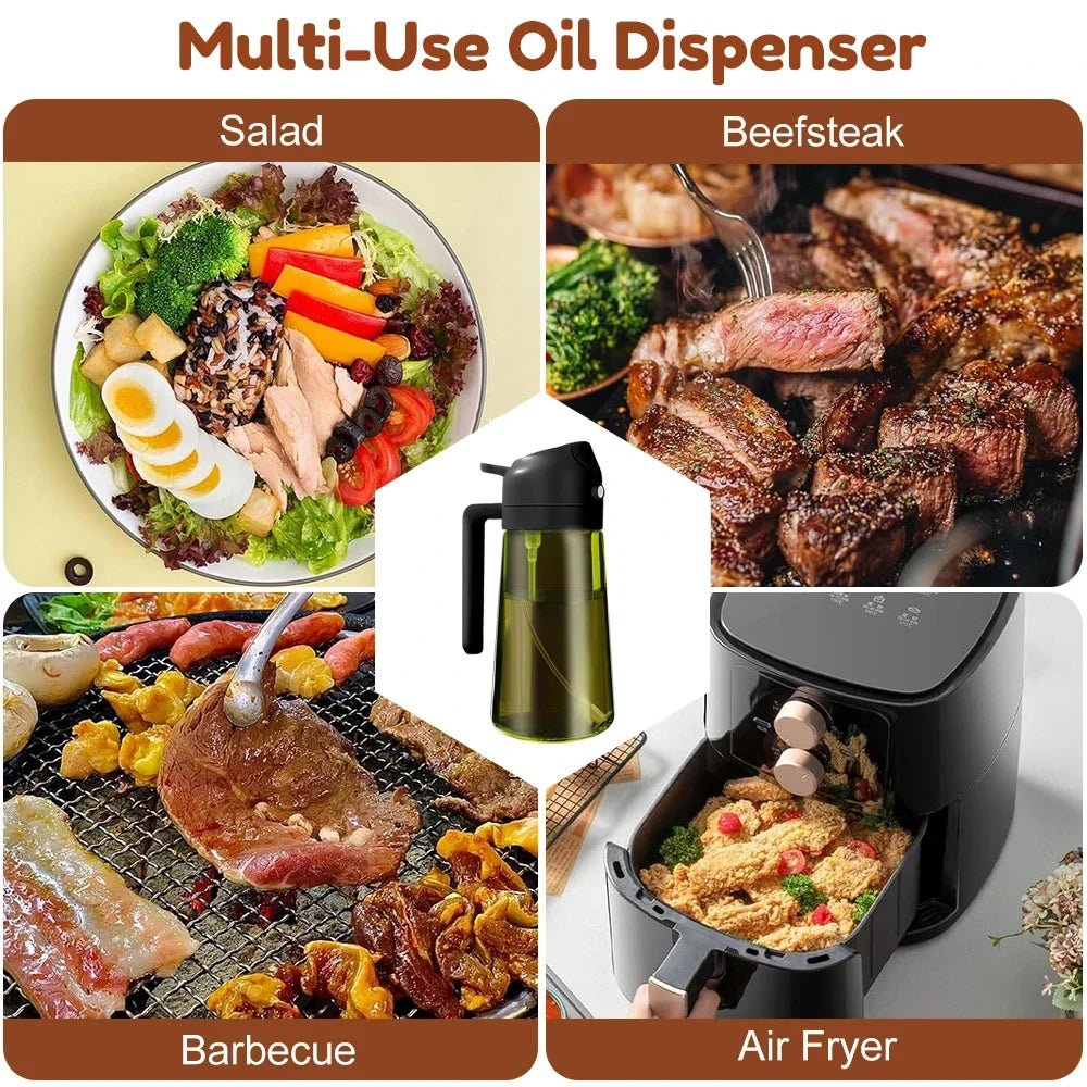 OIL ENJOYMENT – Dark green glass oil sprayer for precise healthy cooking