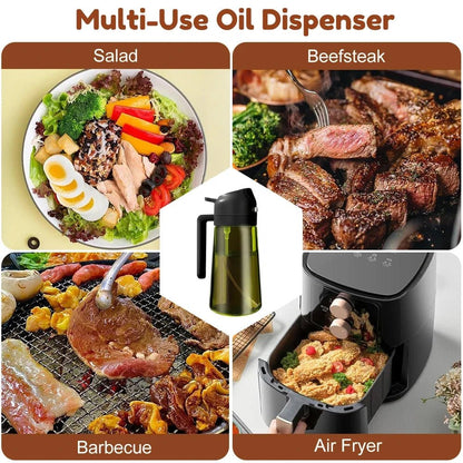 OIL ENJOYMENT – Dark green glass oil sprayer for precise healthy cooking