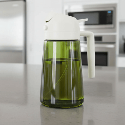 OIL ENJOYMENT – Dark green glass oil sprayer for precise healthy cooking