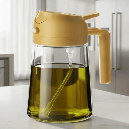 OIL ENJOYMENT – Dark green glass oil sprayer for precise healthy cooking