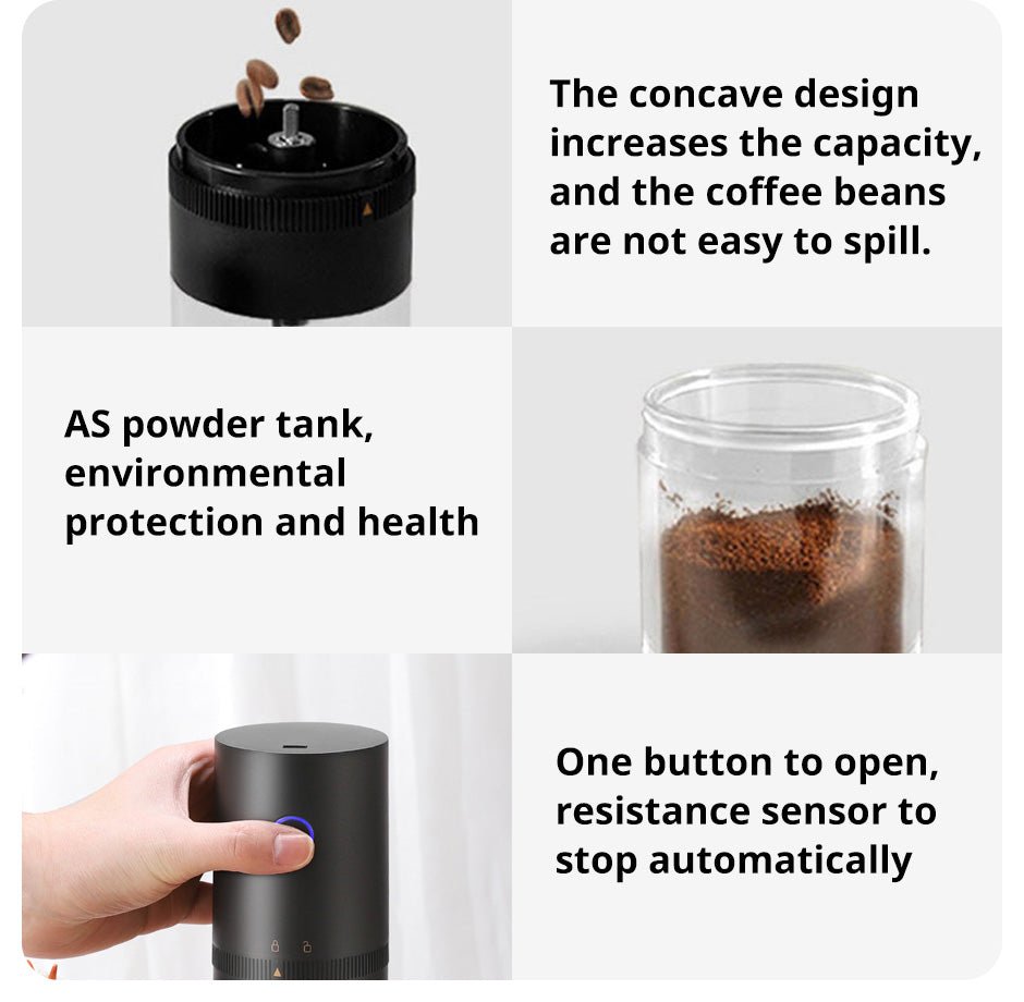 COFFFLOW – Draadloze koffiemolen voor verse koffieplezier met één druk op de knop