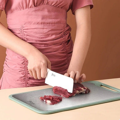 SteelEdge – Double-sided stainless steel cutting board with non-stick surface and juice groove
