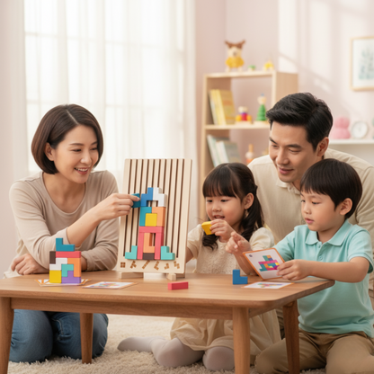 BRIQLEARN – Montessori Wooden Tetris for Creative Stacking and Logic Training