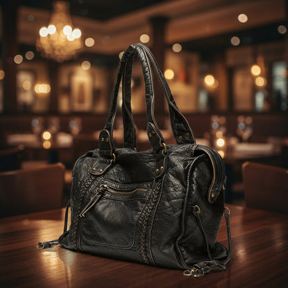 EBONYPULSE – Elegante schwarze Tasche aus PU-Leder mit verstellbarem Riemen und praktischer Fächeraufteilung 1