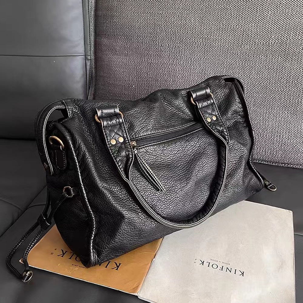 EBONYPULSE – Elegante schwarze Tasche aus PU-Leder mit verstellbarem Riemen und praktischer Fächeraufteilung 2