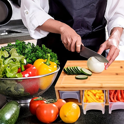 ECOCUT – Nachhaltiges Schneidebrett aus Bambus mit Klingensystem und Aufbewahrungsschalen 3