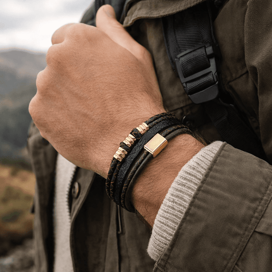 EDGEKNOT - Herrenarmband Mit Gravur Aus Geflochtenem Kunstleder, Minimalistisch & Modern 0