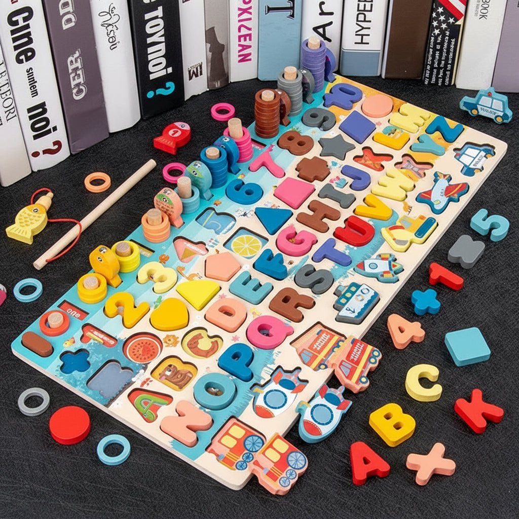 EDUCOUNT – Montessori-Mathespielzeug aus Holz für Kleinkinder mit Formen- und Zahlensortierung 1