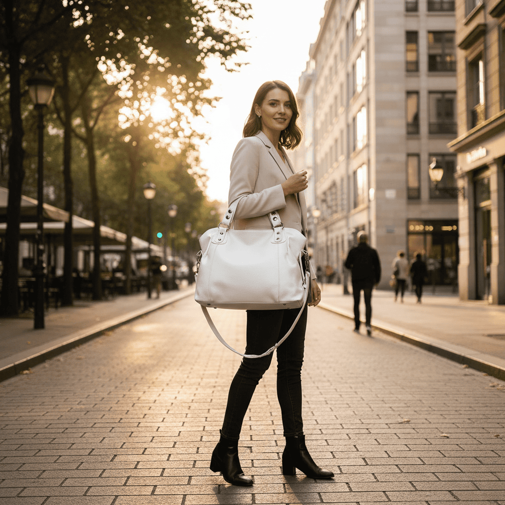 ELEGORA – Modische Tragetasche mit Metallbeschlägen und Kunstleder-Finish 1