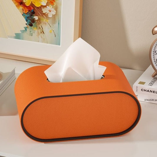 ELITARA – Luxuriöse ovale Leder-Taschentuchbox für stilvolle Wohnaccessoires 0