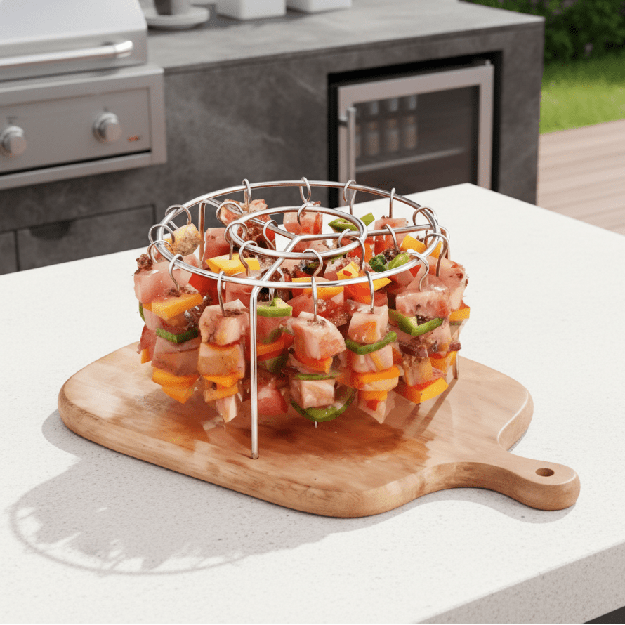 Edelstahl Grill für Luftfritteuse - Runder Grill für Spieße, 16 x 10 cm 2