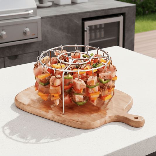 Edelstahl Grill für Luftfritteuse - Runder Grill für Spieße, 16 x 10 cm 2
