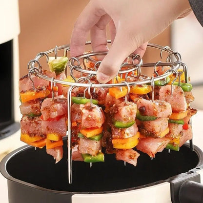 Edelstahl Grill für Luftfritteuse - Runder Grill für Spieße, 16 x 10 cm 3