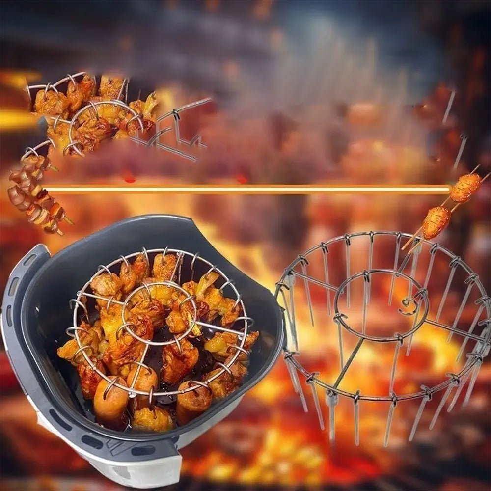 Edelstahl Grillrost Für Vertikales Grillen Mit Abnehmbarem Spießhalter 2
