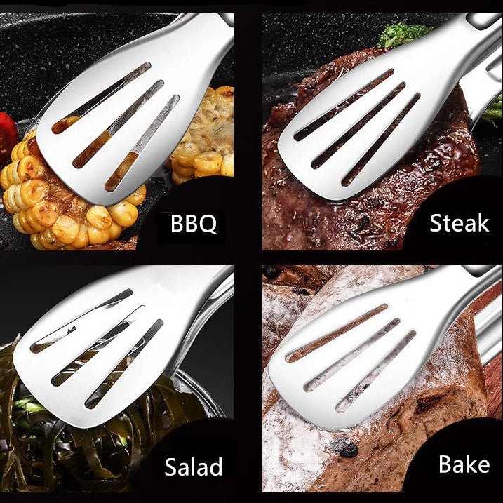 Edelstahl Grillzange - Hochwertige Grillzange mit Ergonomischem Design für Fleisch und Salat 3