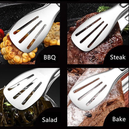 Edelstahl Grillzange - Hochwertige Grillzange mit Ergonomischem Design für Fleisch und Salat 3