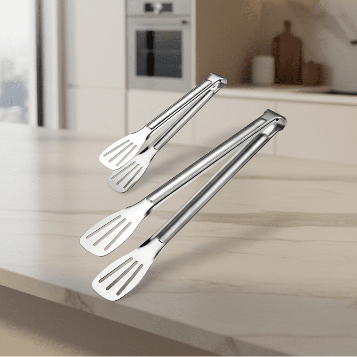 Edelstahl Grillzange - Hochwertige Grillzange mit Ergonomischem Design für Fleisch und Salat 5