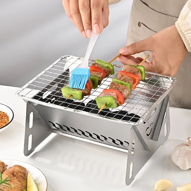 Edelstahl Klappgrill - Kompakter Mini Grill Für Außenbereich, Leicht & Tragbar 0