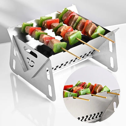 Edelstahl Klappgrill - Kompakter Mini Grill Für Außenbereich, Leicht & Tragbar 1